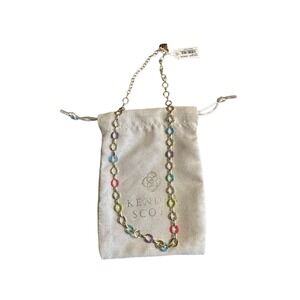 Kendra Scott Kelsey Gold Chain‎ Necklace in Multicolor Rainbow Mix NWT $85